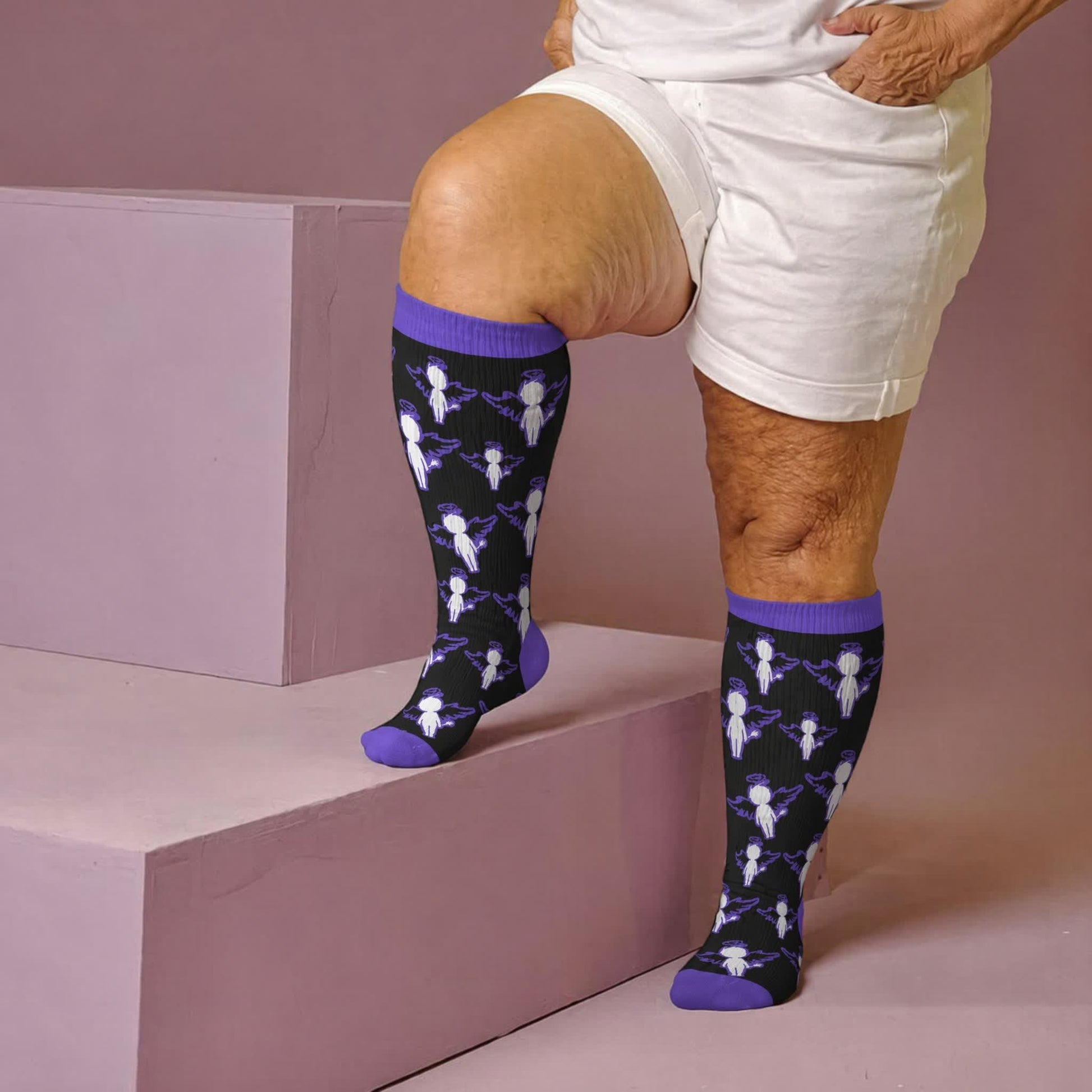 Plusock Plus Size Dark Fairy Compression Socks - Blue(1 Pair) - 4XL - image 2