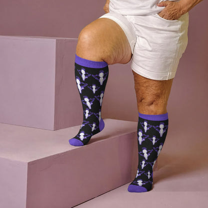 Plusock Plus Size Dark Fairy Compression Socks - Blue(1 Pair) - 4XL - image 2
