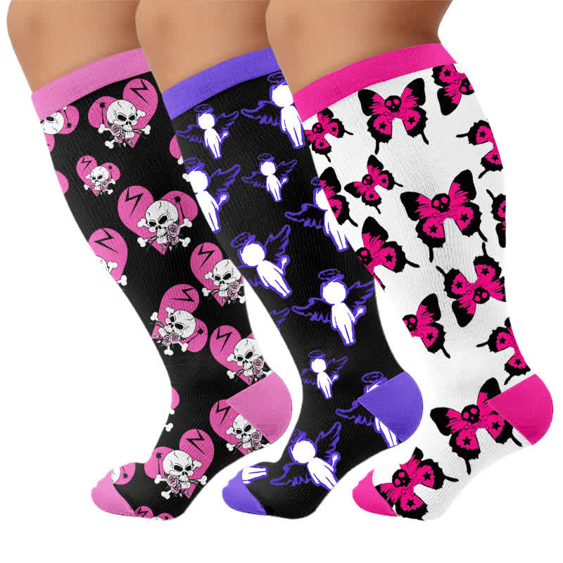 Plusock Plus Size Dark Fairy Compression Socks - Multicolor(3 Pairs) - 4XL - image 4