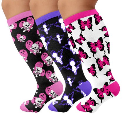 Plusock Plus Size Dark Fairy Compression Socks - Multicolor(3 Pairs) - 4XL - image 4