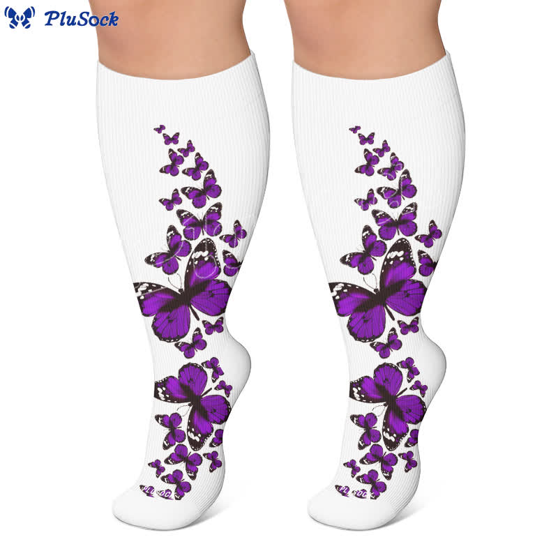 Plusock Plus Size Colorful Butterfly Compression Socks - image 5
