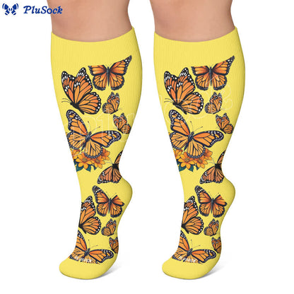 Plusock Plus Size Colorful Butterfly Compression Socks - image 6