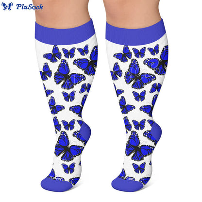 Plusock Plus Size Colorful Butterfly Compression Socks - image 7
