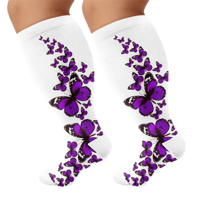 Plusock Plus Size Colorful Butterfly Compression Socks - image 8