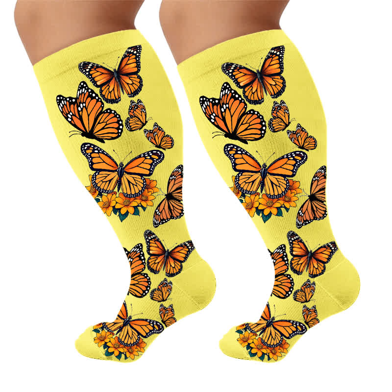 Plusock Plus Size Colorful Butterfly Compression Socks - image 9