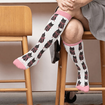 Plusock Plus Size Cherry Bow Cat Compression Socks - image 1