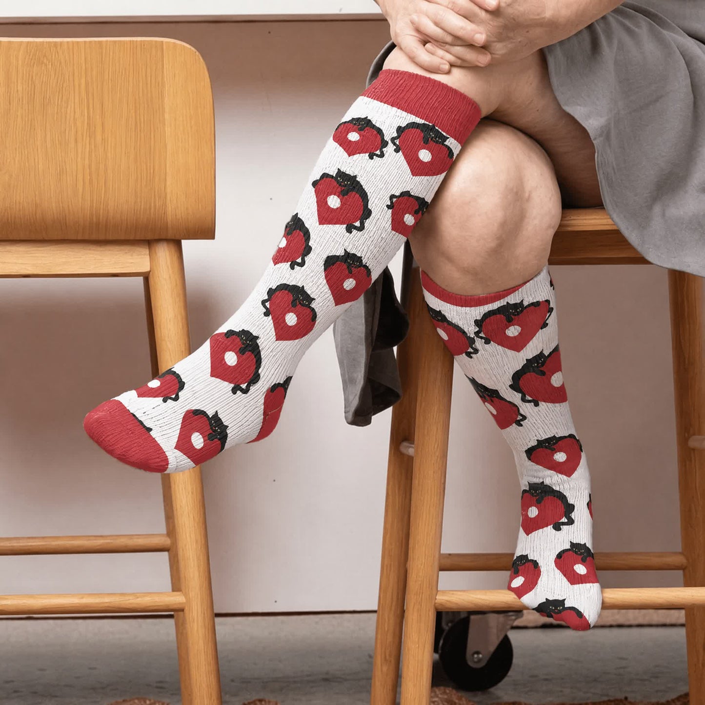 Plusock Plus Size Cherry Bow Cat Compression Socks - image 3