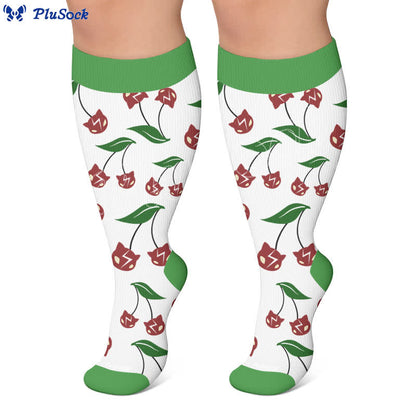 Plusock Plus Size Cherry Bow Cat Compression Socks - image 5
