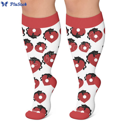Plusock Plus Size Cherry Bow Cat Compression Socks - image 6