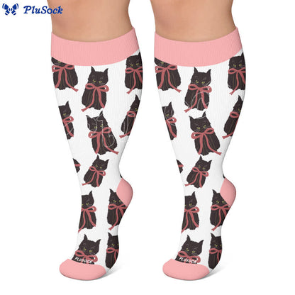 Plusock Plus Size Cherry Bow Cat Compression Socks - image 7