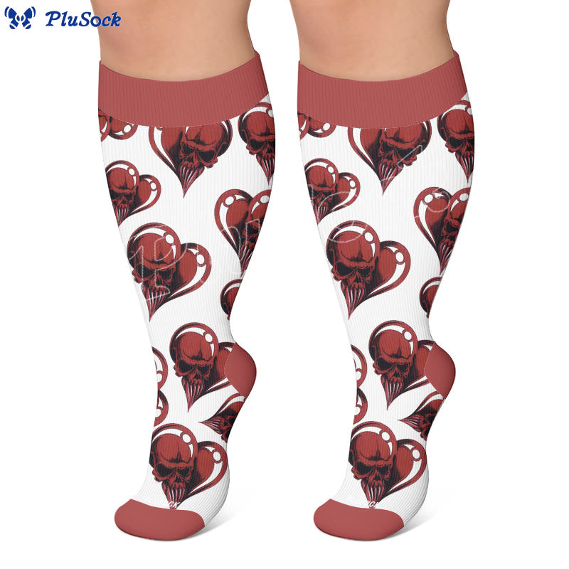 Plusock Plus Size Punk Skull Heart Compression Socks - image 5