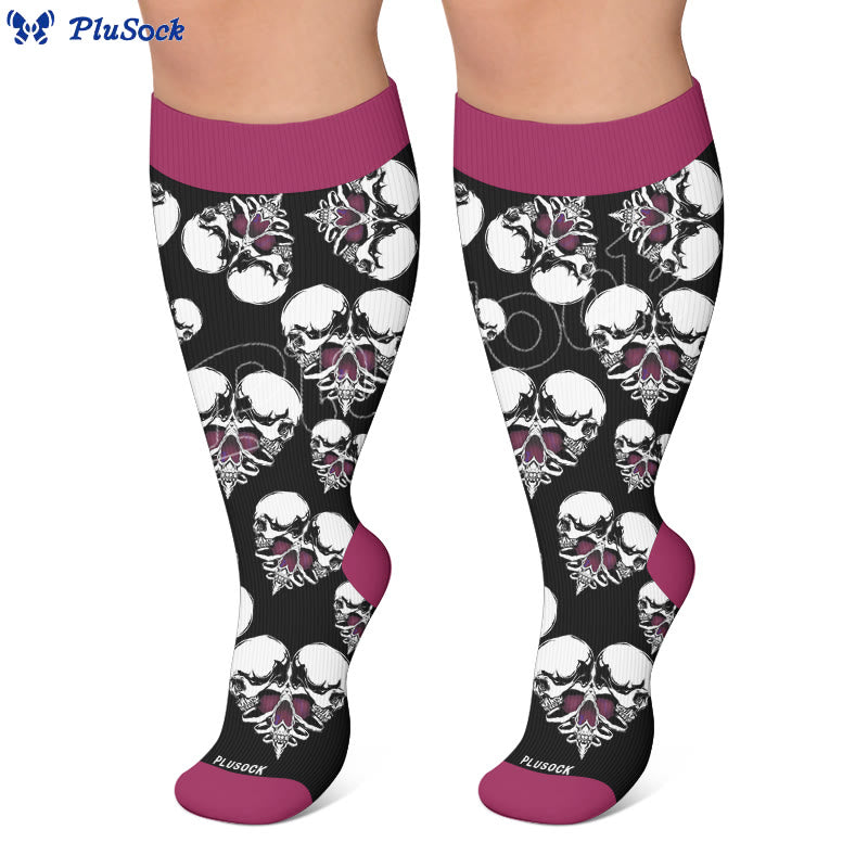 Plusock Plus Size Punk Skull Heart Compression Socks - image 7