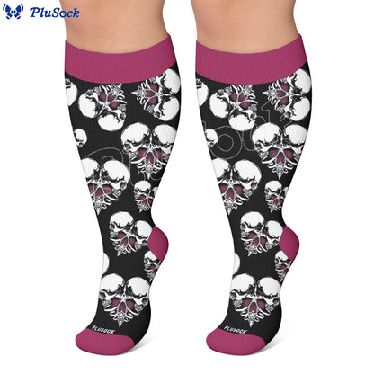 Plusock Plus Size Punk Skull Heart Compression Socks - image 7