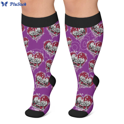 Plusock Plus Size Punk Skull Heart Compression Socks - image 6