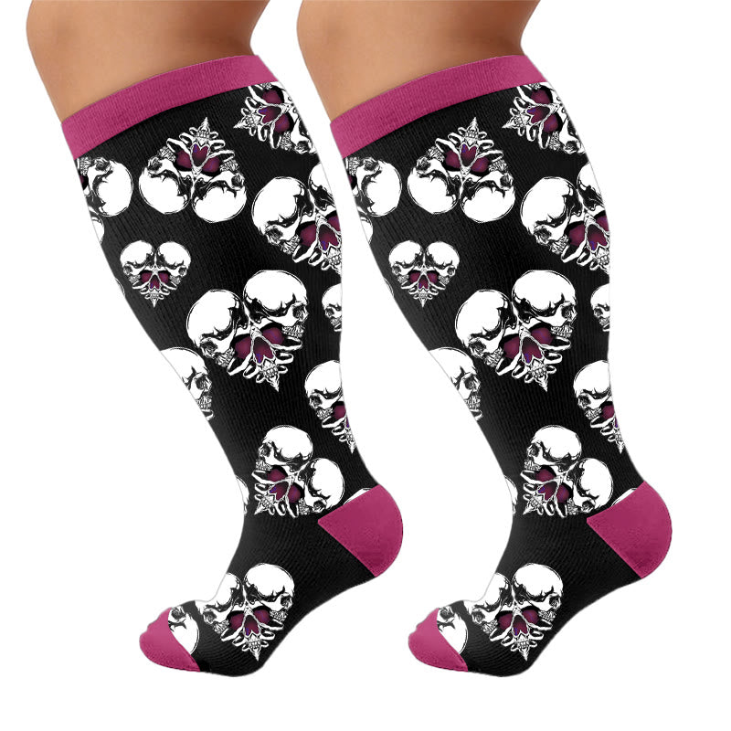 Plusock Plus Size Punk Skull Heart Compression Socks - image 10