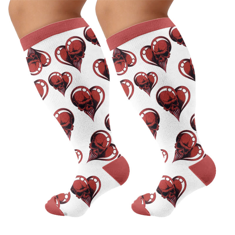 Plusock Plus Size Punk Skull Heart Compression Socks - image 8