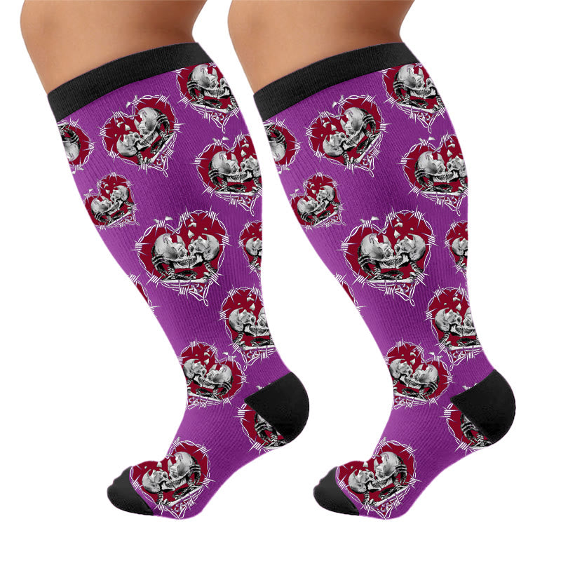 Plusock Plus Size Punk Skull Heart Compression Socks - image 9