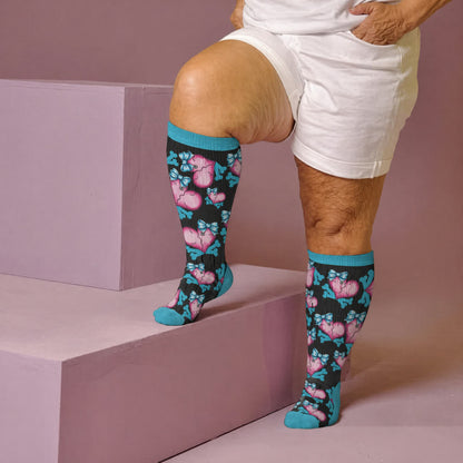 Plusock Plus Size Lace Up Skull Compression Socks - Blue(1 Pair) - 4XL - image 3