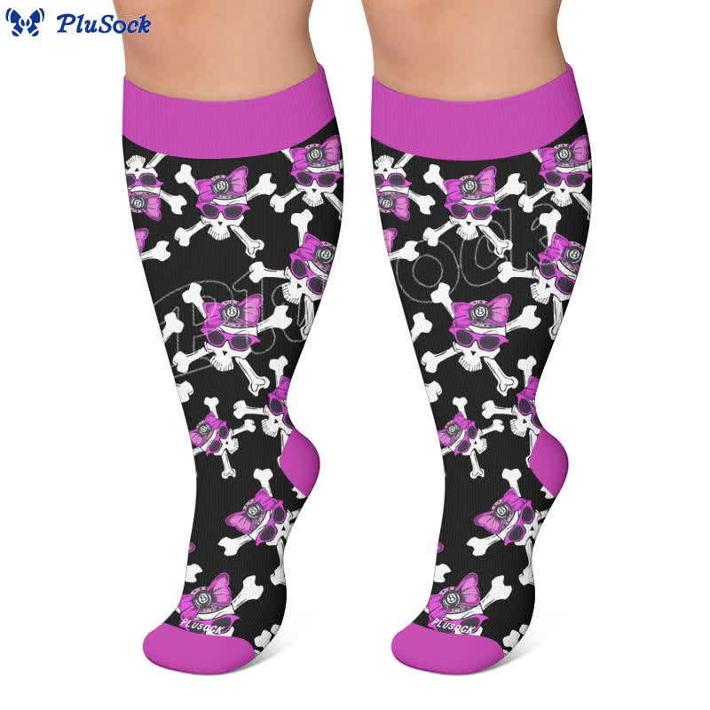 Plusock Plus Size Lace Up Skull Compression Socks - image 5