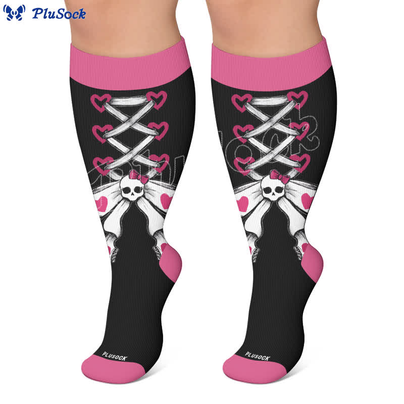 Plusock Plus Size Lace Up Skull Compression Socks - image 6