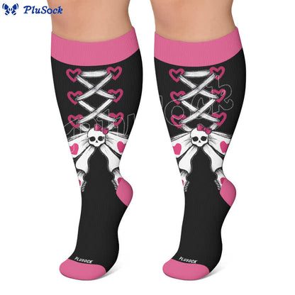Plusock Plus Size Lace Up Skull Compression Socks - image 6