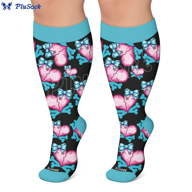 Plusock Plus Size Lace Up Skull Compression Socks - image 7