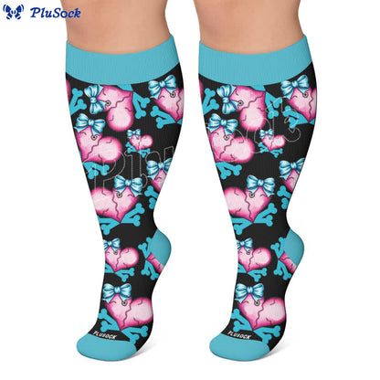 Plusock Plus Size Lace Up Skull Compression Socks - image 7