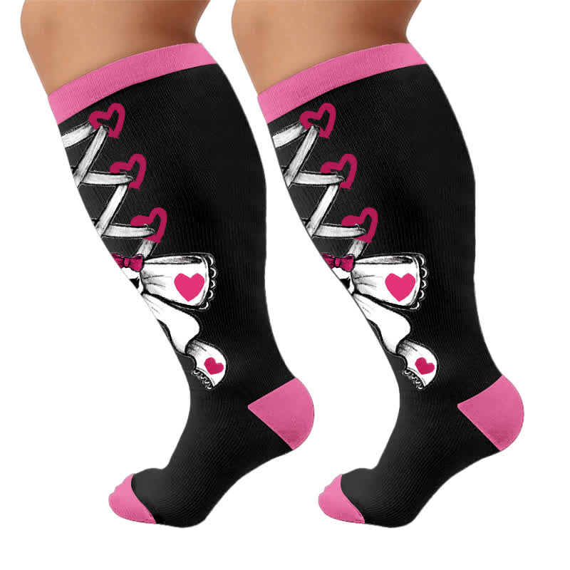 Plusock Plus Size Lace Up Skull Compression Socks - image 9