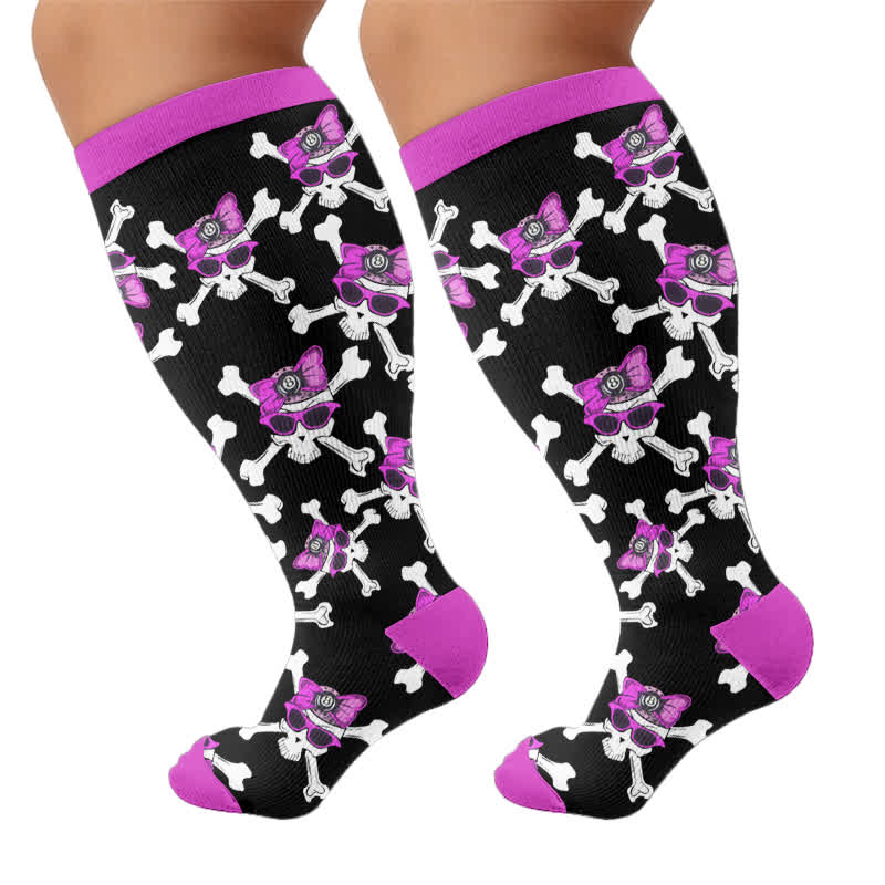 Plusock Plus Size Lace Up Skull Compression Socks - image 8