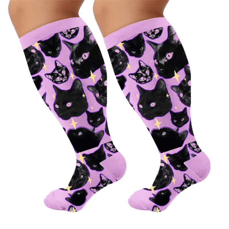 Plusock Plus Size Kawaii Black Cat Compression Socks - image 10