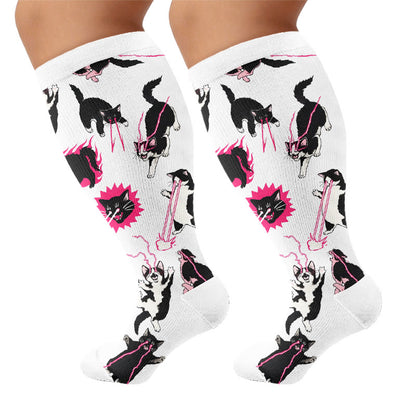 Plusock Plus Size Kawaii Black Cat Compression Socks - image 8