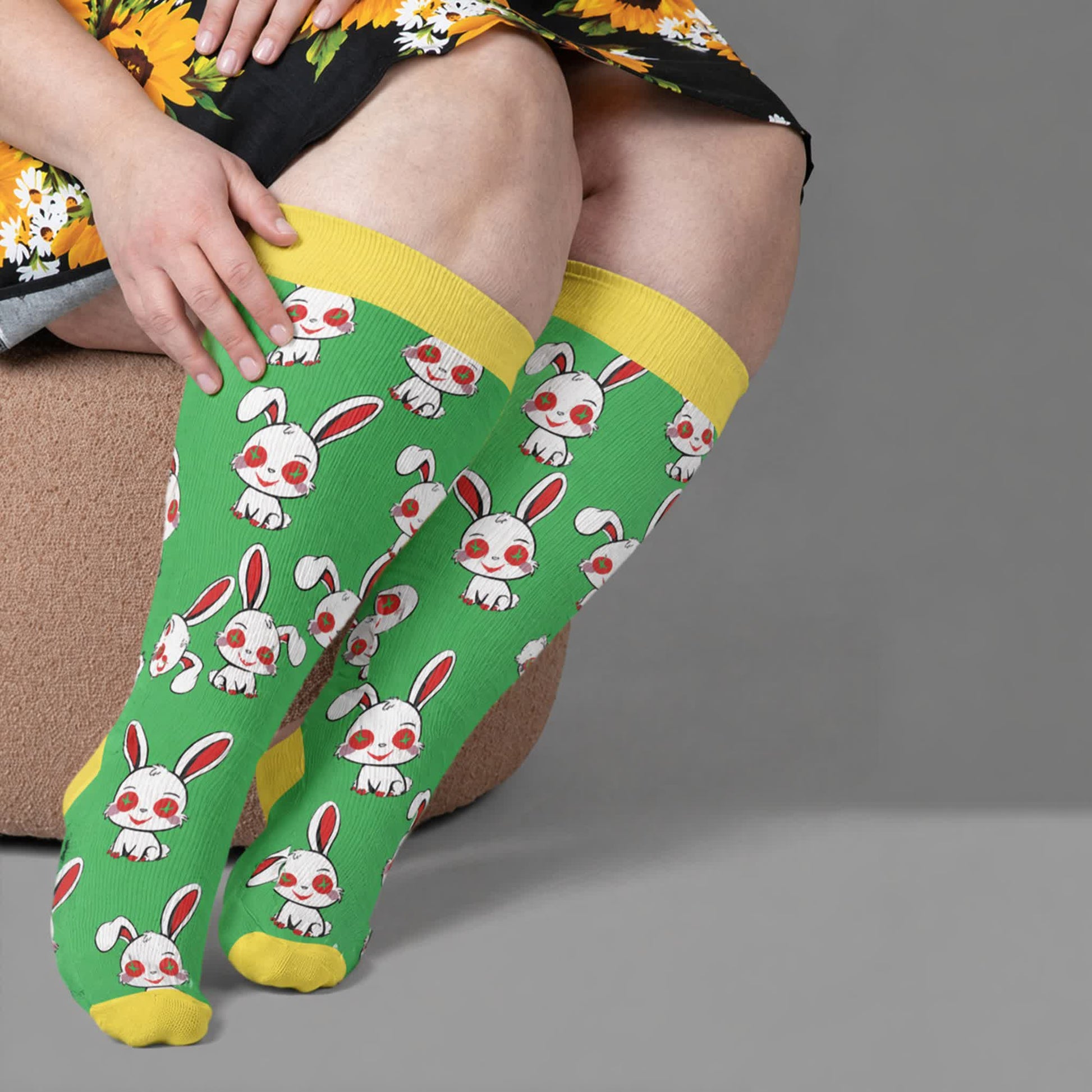 Plusock Plus Size Bunny Stripe Compression Socks - Green(1 Pair) - 4XL - image 2