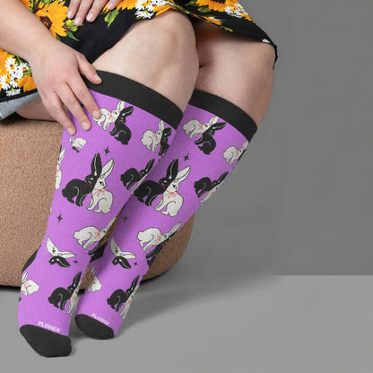 Plusock Plus Size Bunny Stripe Compression Socks - Purple(1 Pair) - 4XL - image 3