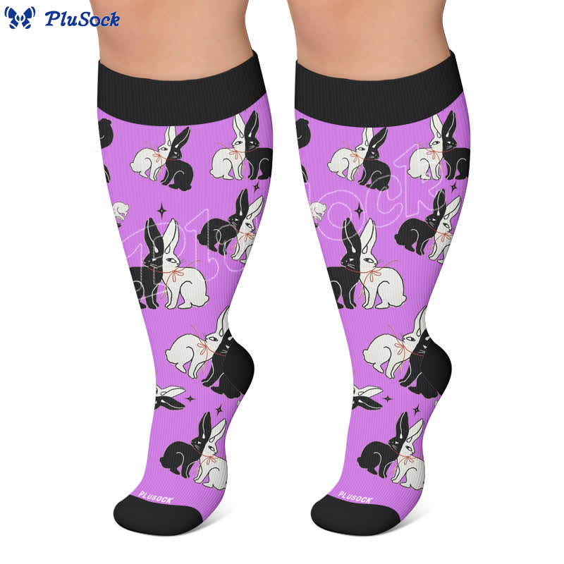 Plusock Plus Size Bunny Stripe Compression Socks - image 7