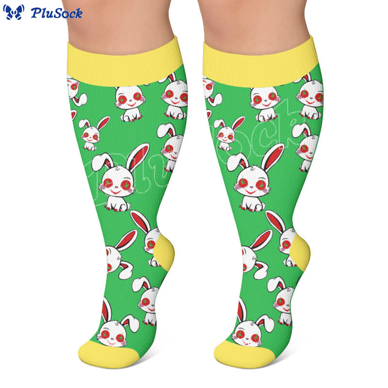 Plusock Plus Size Bunny Stripe Compression Socks - image 6