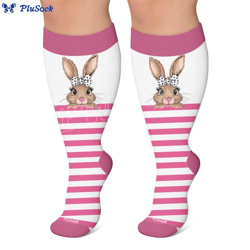 Plusock Plus Size Bunny Stripe Compression Socks - image 5