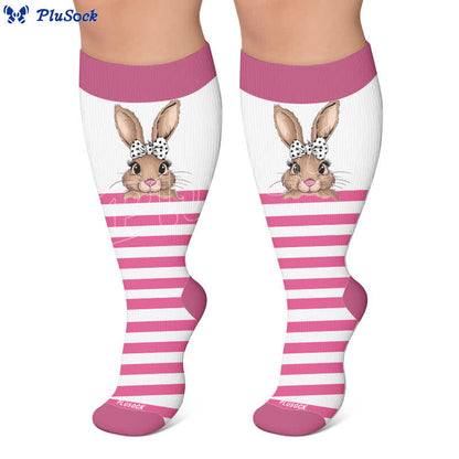 Plusock Plus Size Bunny Stripe Compression Socks - image 5