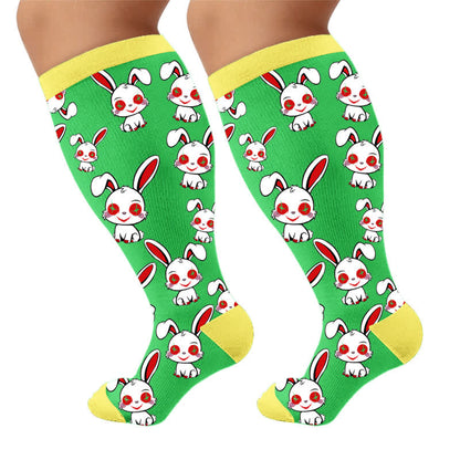 Plusock Plus Size Bunny Stripe Compression Socks - image 9