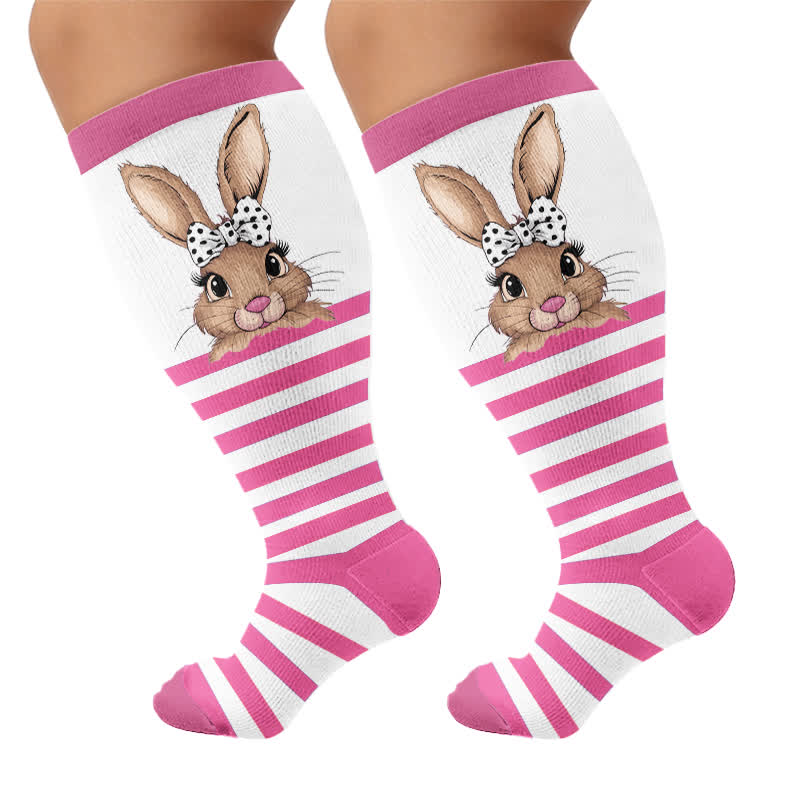 Plusock Plus Size Bunny Stripe Compression Socks - image 8