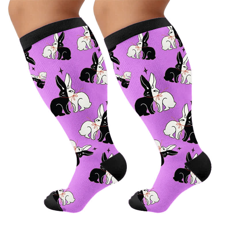 Plusock Plus Size Bunny Stripe Compression Socks - image 10