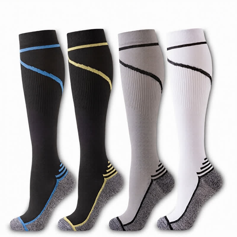 Plusock Contrast Stripe Compression Socks(4 Pairs) - Multicolor - S/M - image 6