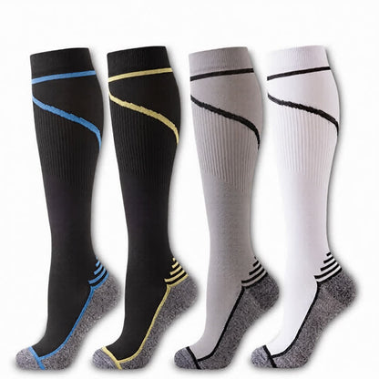 Plusock Contrast Stripe Compression Socks(4 Pairs) - Multicolor - S/M - image 6