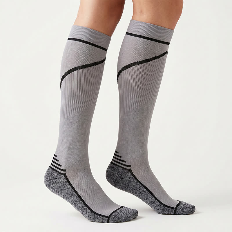 Plusock Contrast Stripe Compression Socks(4 Pairs) - Grey - S/M - image 3