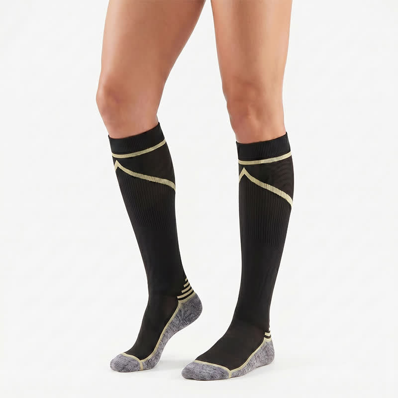Plusock Contrast Stripe Compression Socks(4 Pairs) - Yellow - S/M - image 4
