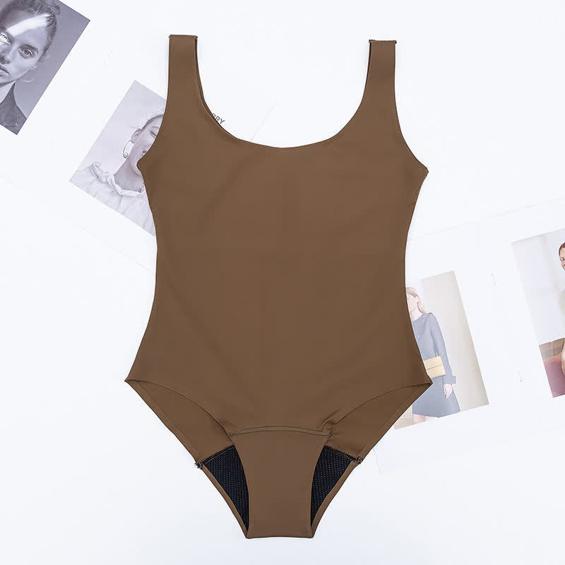 Plusock Minimal Scoop Neck One-Piece Swimsuit - Brown - 2XL - image 5