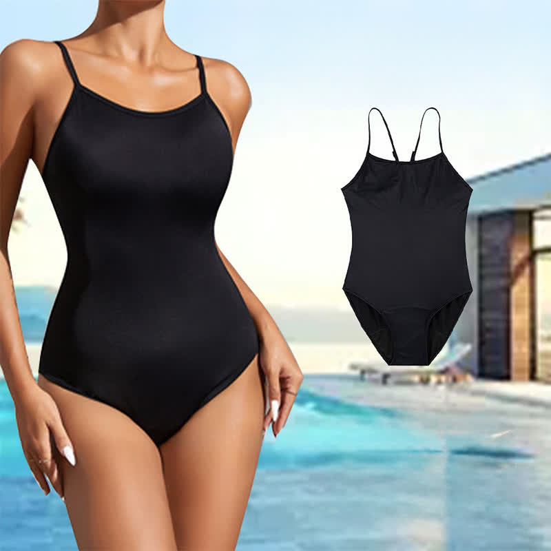 Plusock Minimalist Black One-Piece Swimsuit - Black - 2XL - image 2
