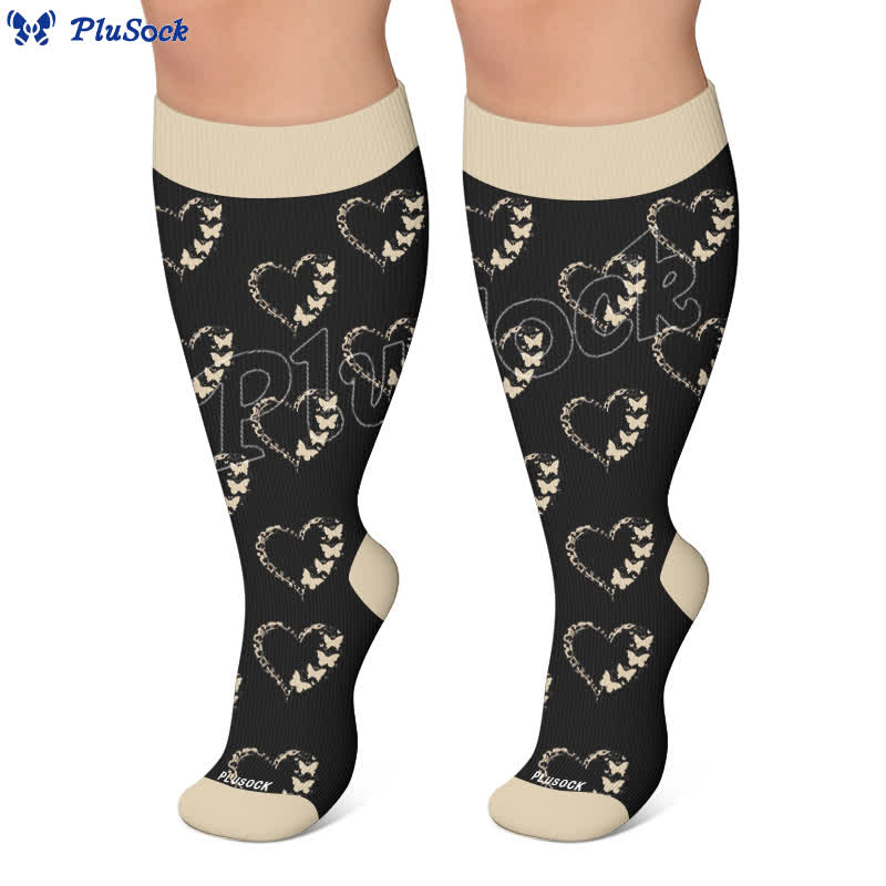 Plusock Plus Size Colorblock Heart Compression Socks - image 7