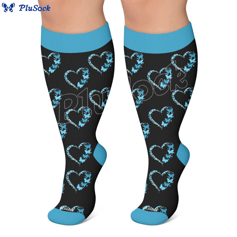 Plusock Plus Size Colorblock Heart Compression Socks - image 6