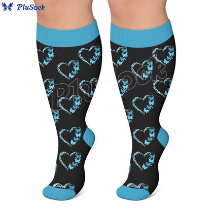 Plusock Plus Size Colorblock Heart Compression Socks - image 6