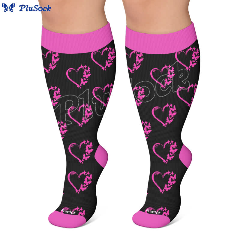 Plusock Plus Size Colorblock Heart Compression Socks - image 5